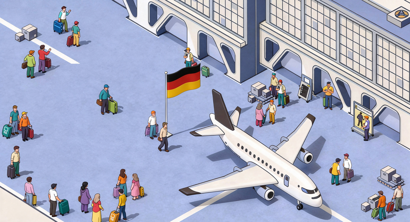 People arriving in Germany by plane